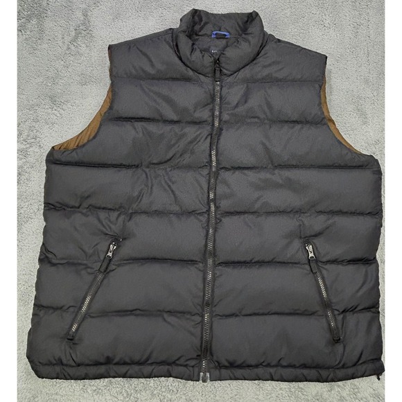 Lands' End Other - Land's End Vest Men 2XL 50-52 Black Down‎ NYLON Full Zip Puffer Pockets